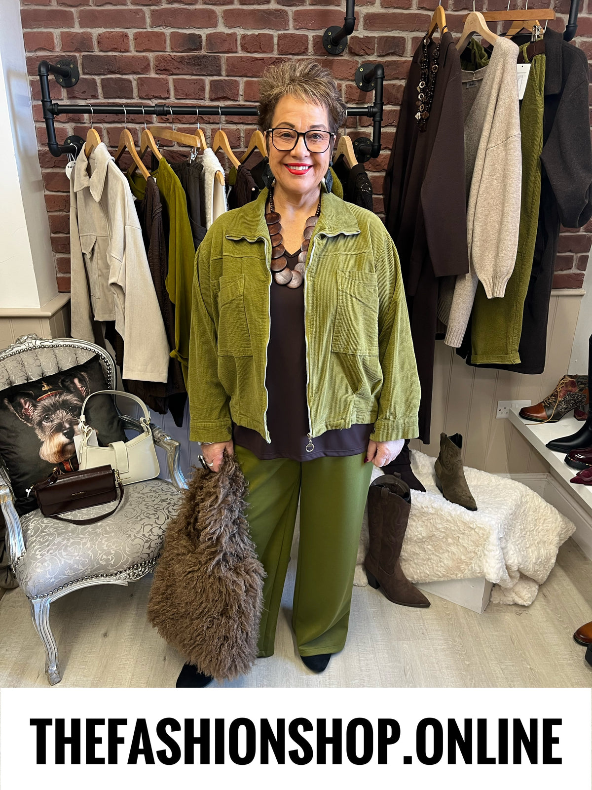Jenna olive jumbo cord jacket 16-22