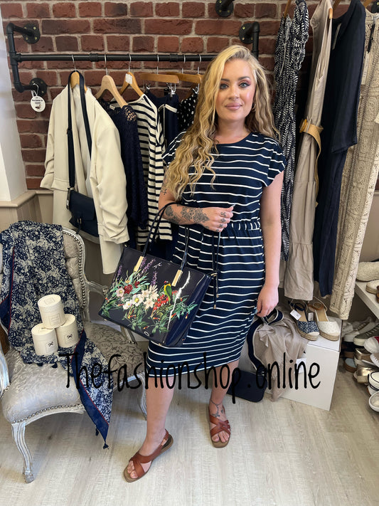 Stella Morgan navy and white stripe t shirt dress sizes 8-18