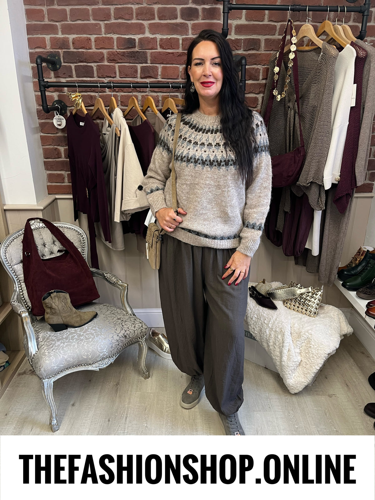Zelda mocha Fair Isle jumper 10-18