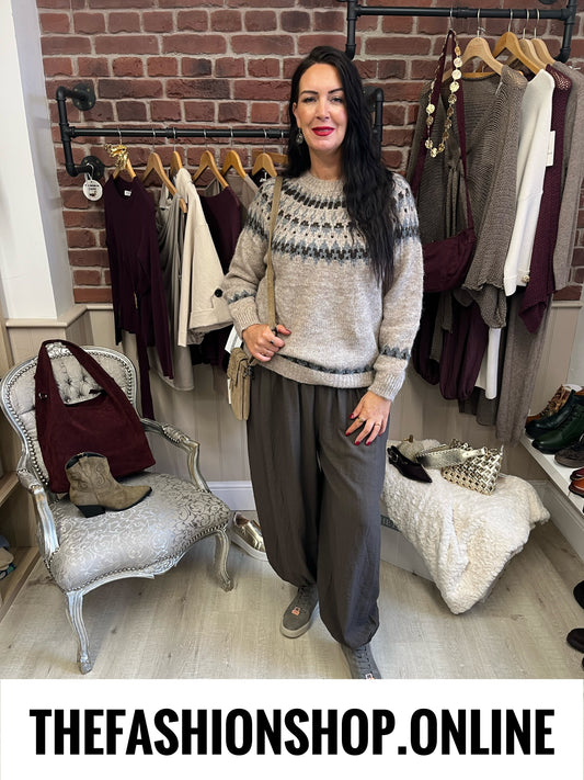 Zelda mocha Fair Isle jumper 10-18