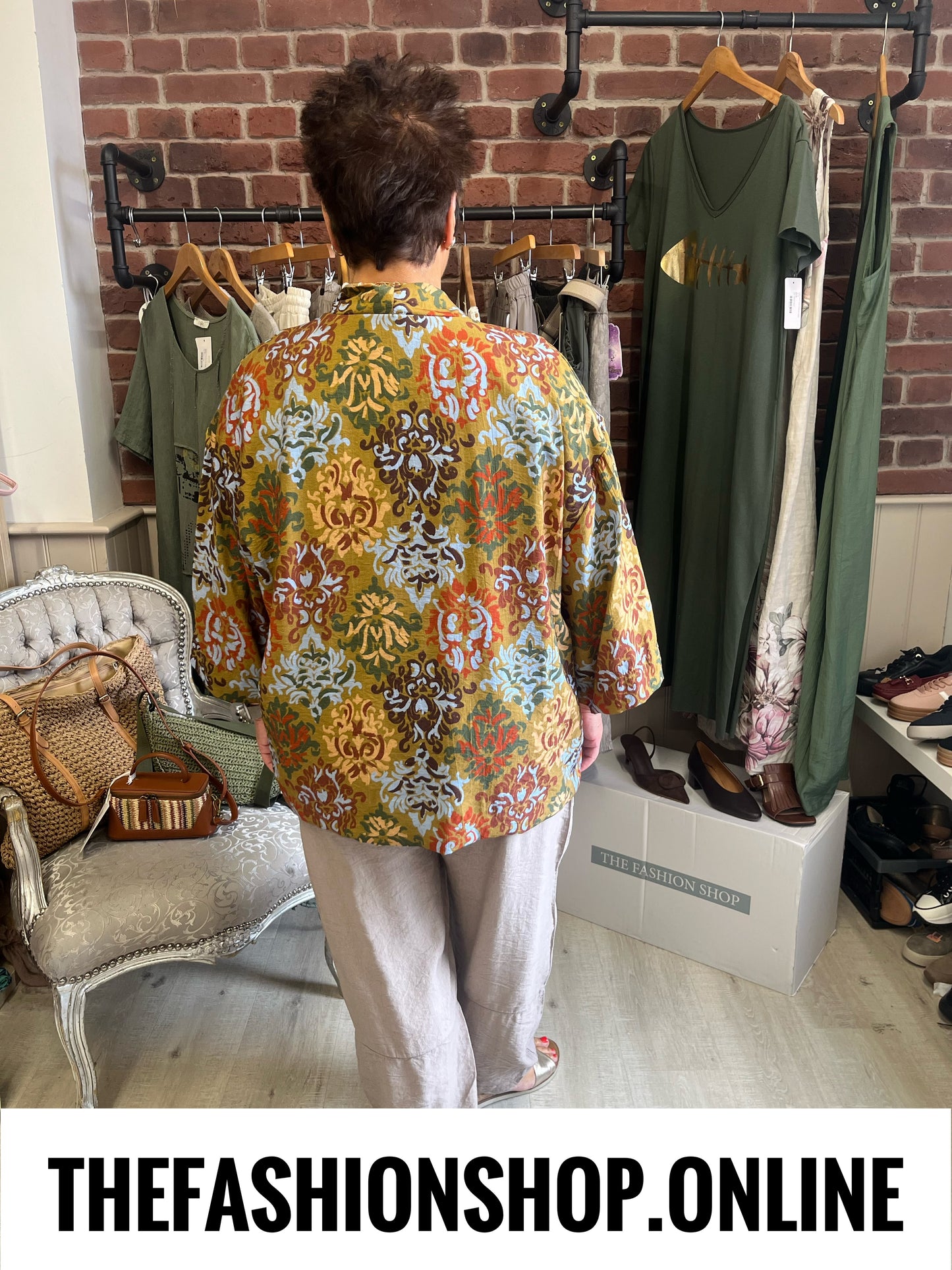 Mandy olive printed boho jacket 14-20