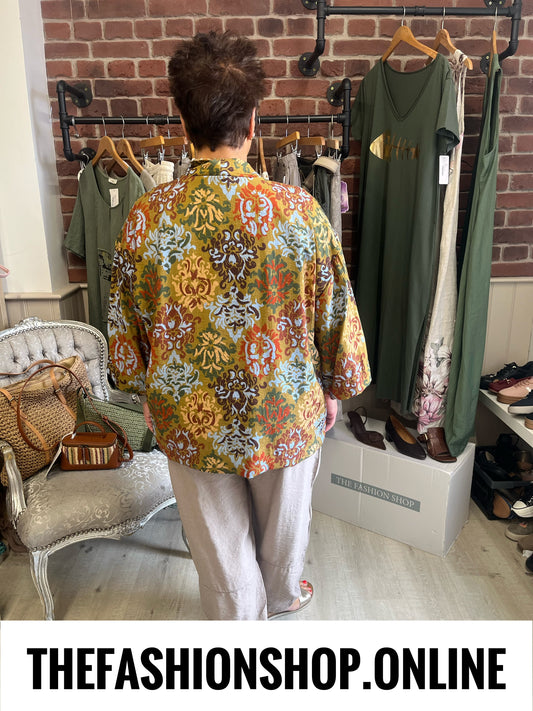 Mandy olive printed boho jacket 14-20