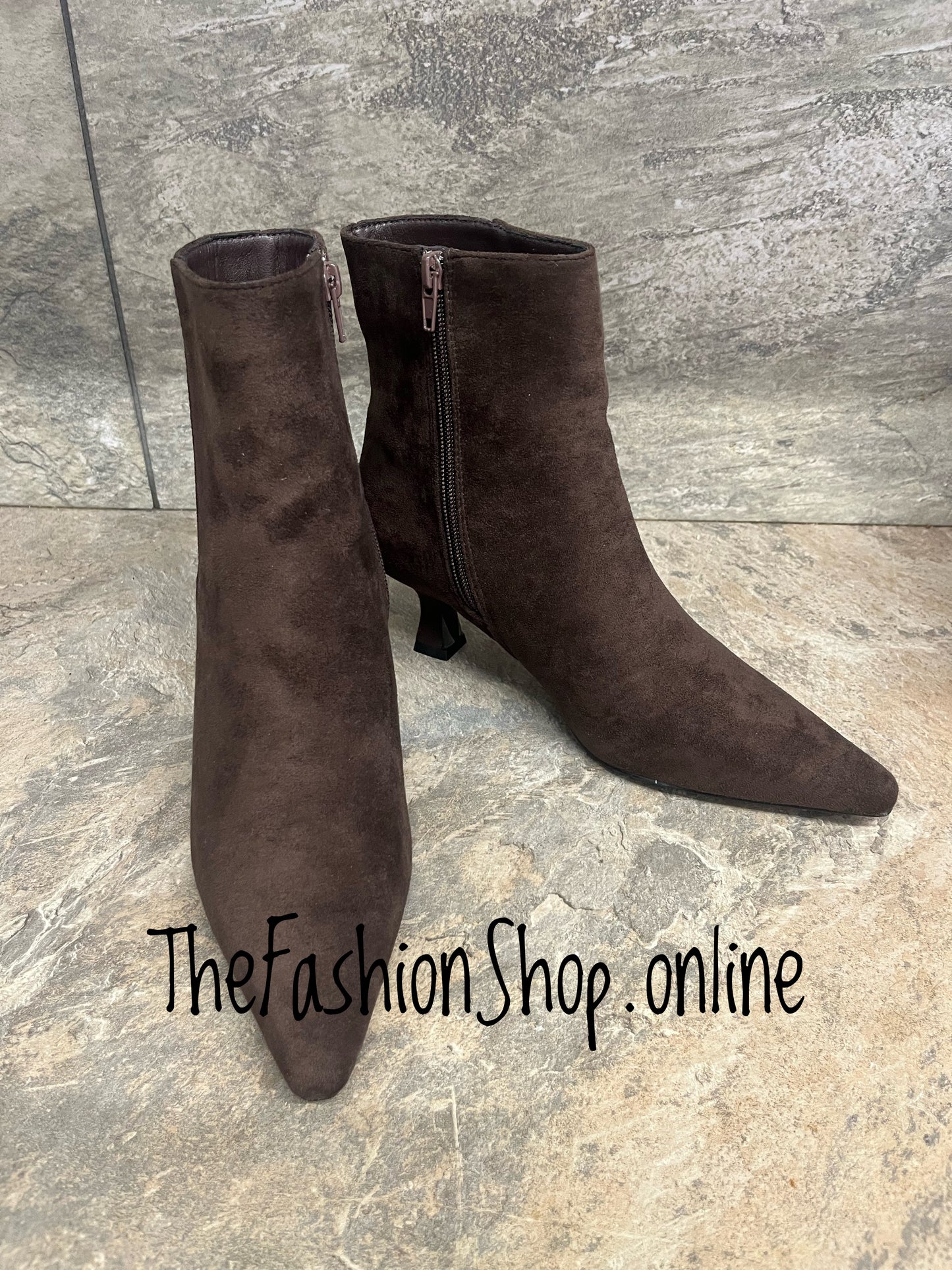 Jada brown faux suede heeled boots sizes 3-8 (36-41)
