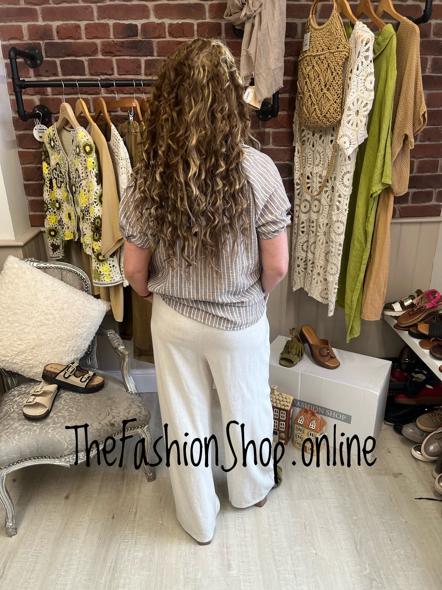 Fran mocha striped top sizes 12, 14 and 16