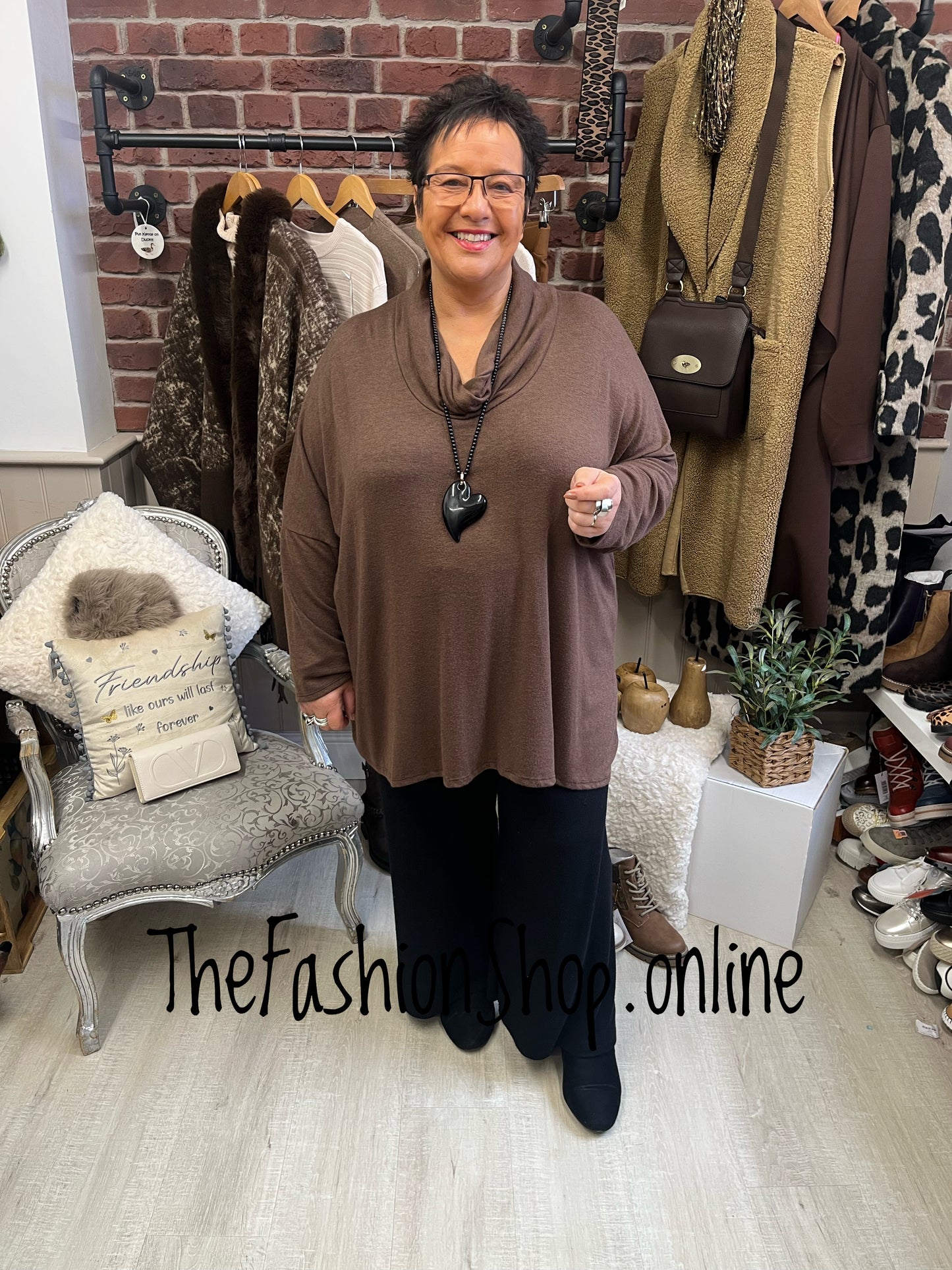 Athena Brown soft cowl top 18-24