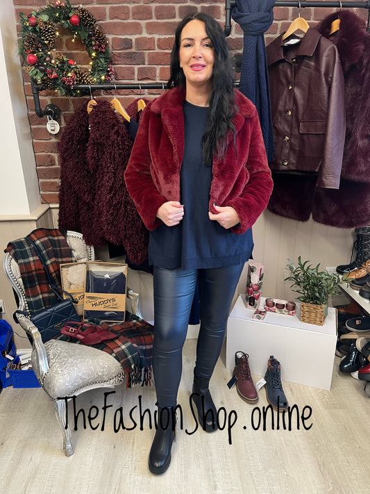 Casey wine faux fur jacket 8-12