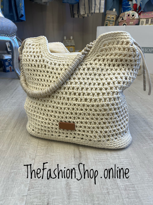 Sammy beige crochet bag
