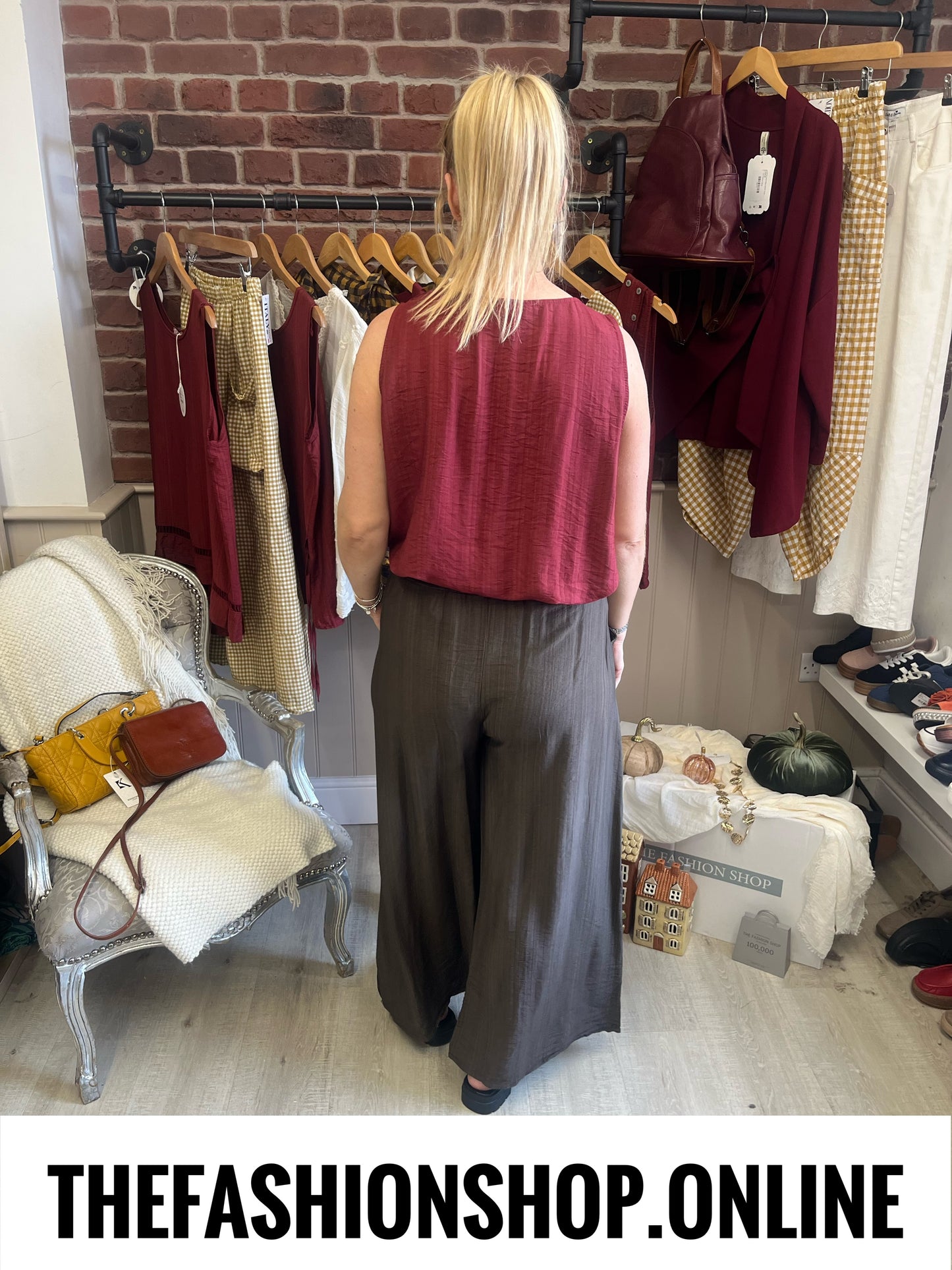 Sierra wine straight hem beaded  top 8-16