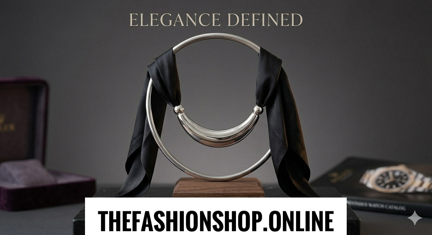 Midnight Silver Statement Necklace with Satin scarf