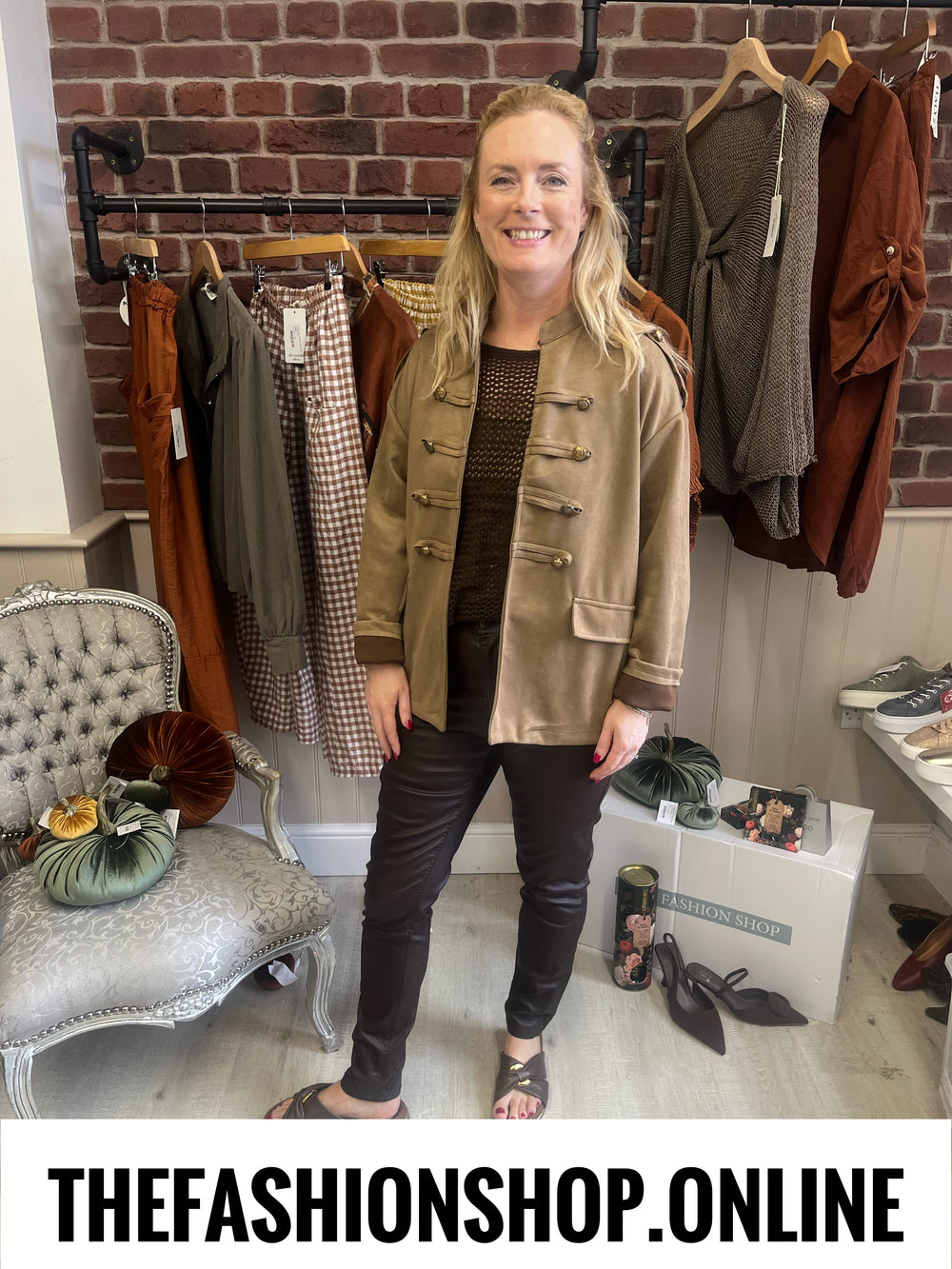 Kimberley camel faux suede military jacket 12-18