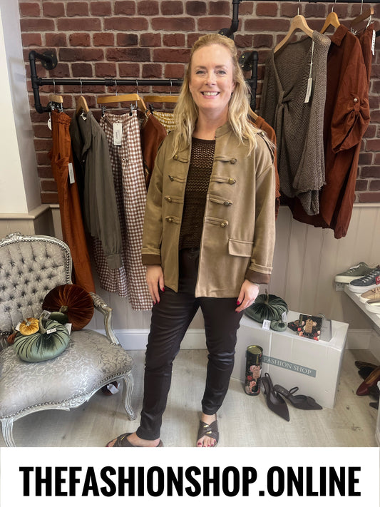 Kimberley camel faux suede military jacket 12-18