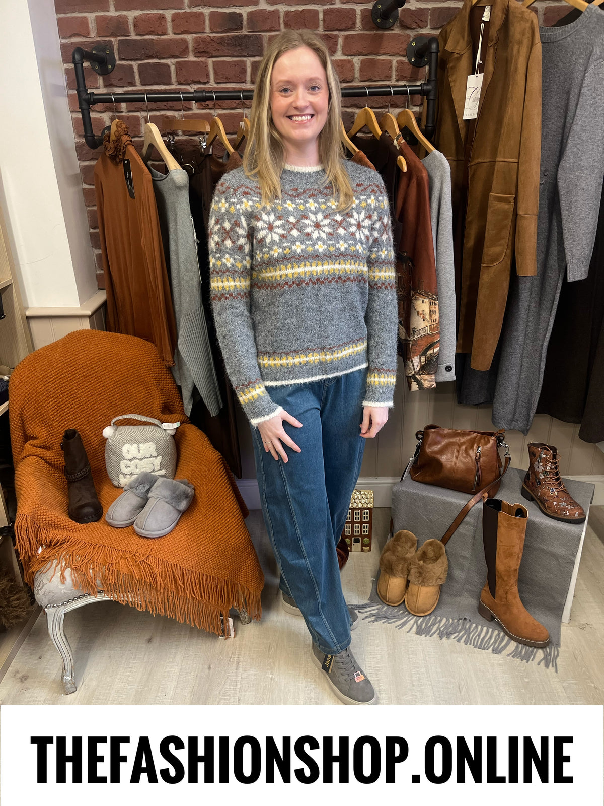 Terri grey Fair Isle wool mix jumper 10-16