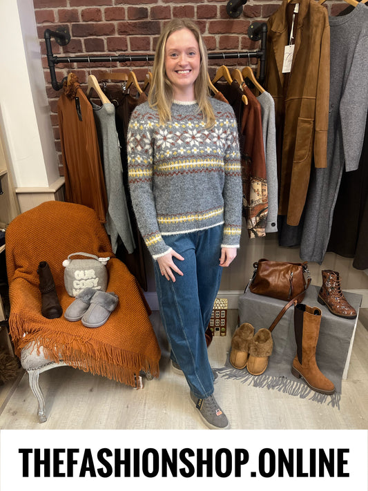 Terri grey Fair Isle wool mix jumper 10-16