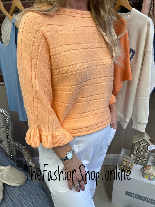 Eleanor peach frill sleeve jumper 10-16
