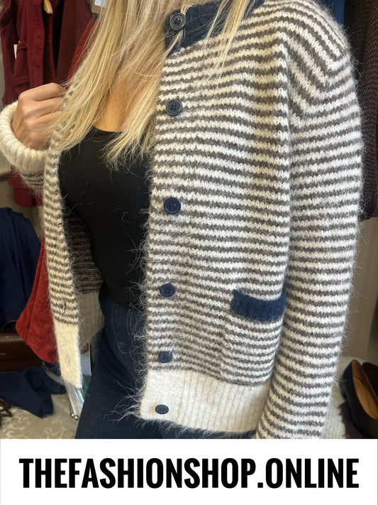 Libby wool mix striped cardigan 10-12, 14-16 and 18-20
