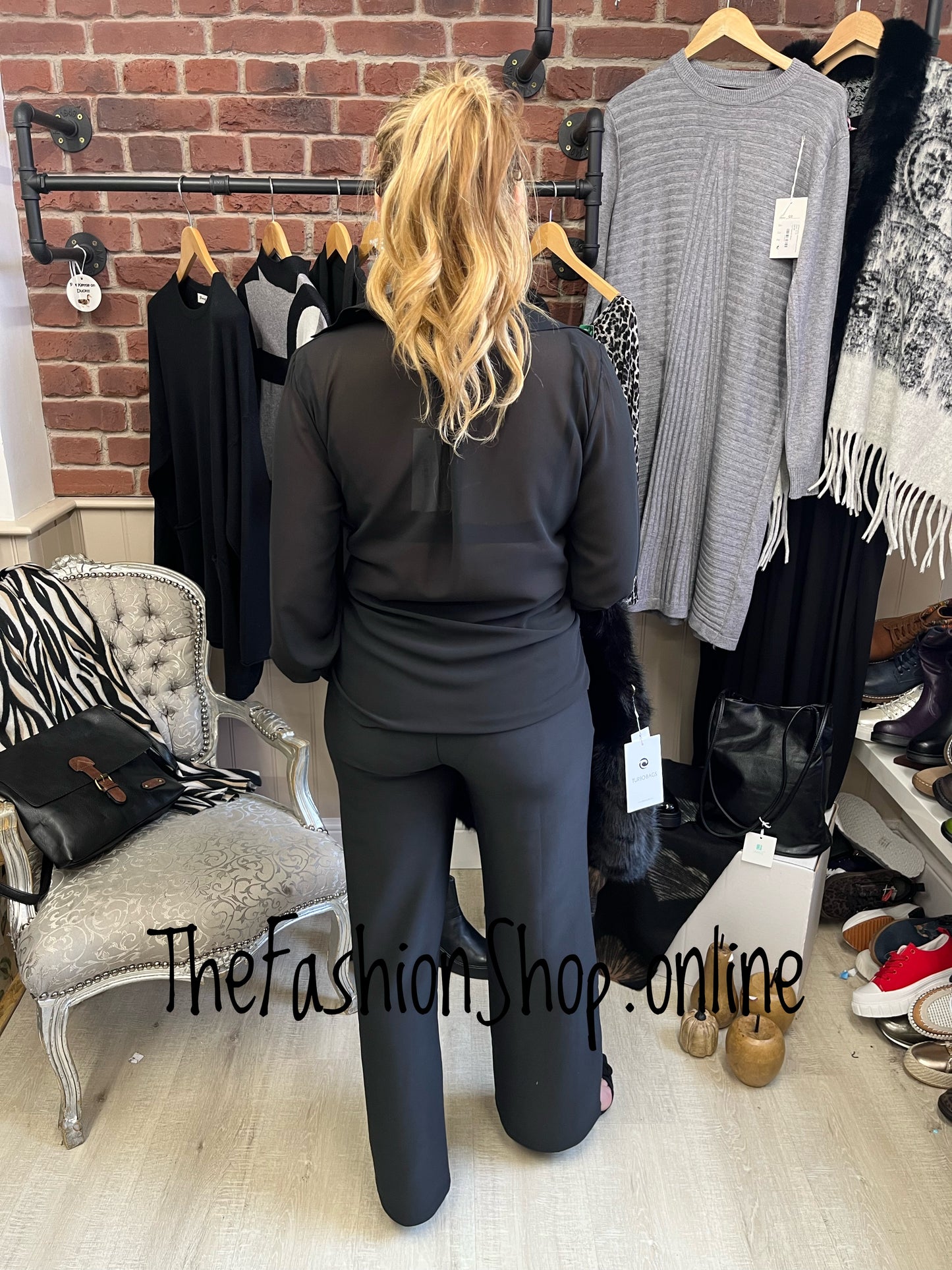 Orla black sheer tie front blouse 8-14