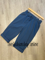 Denim blue stretchy cropped trousers sizes 10-14 and 16-20
