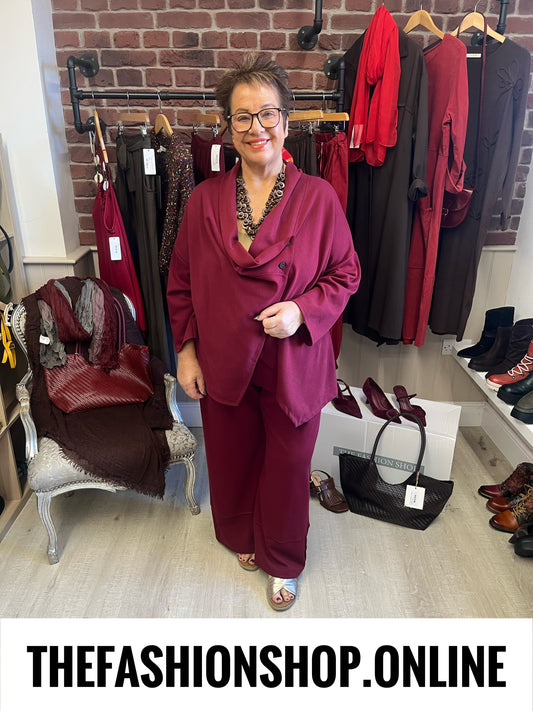 Ella wine button hem trousers 14-22