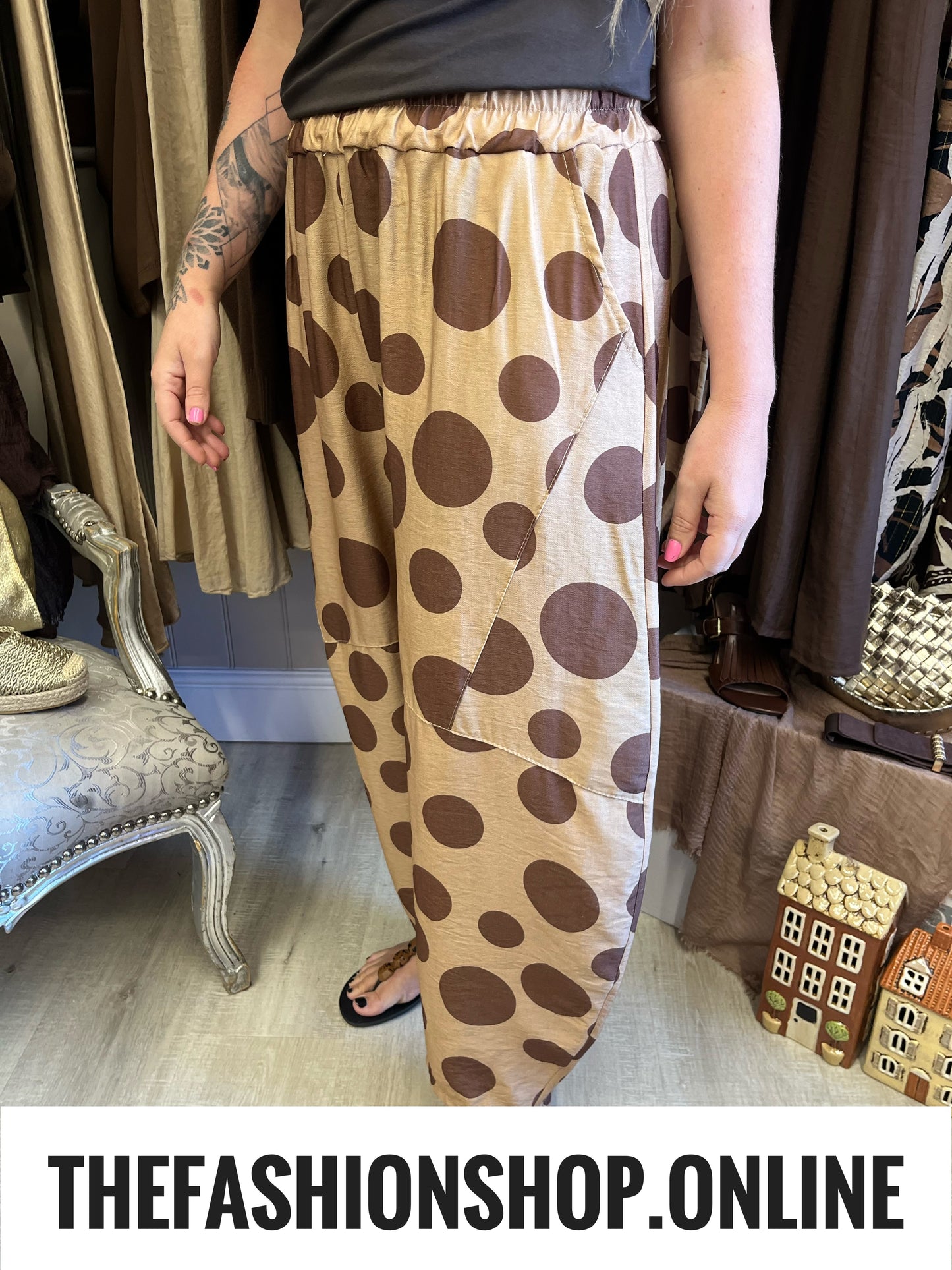Erin camel spot balloon trousers 8-14