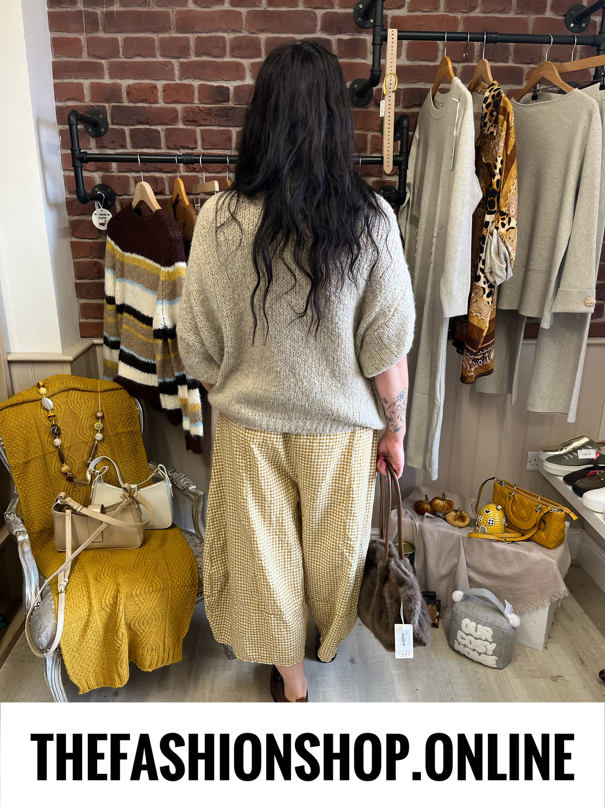 Imogen yellow gingham wide leg trousers 10-18