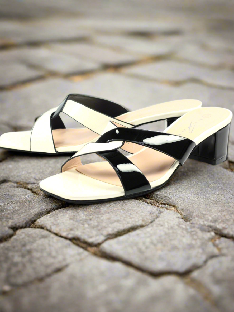 White Lunar Valencia twist front heeled mule