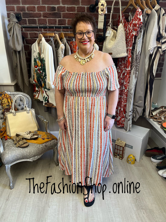 Alana abstract square neck dress sizes 12-18