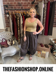 Gina brown cropped button trousers 8-16