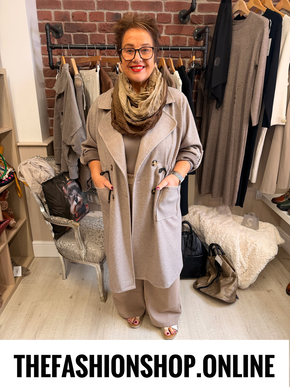 Finley mocha double breasted coat 12-16