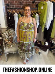 Beverley olive and brown summer dress 16-24
