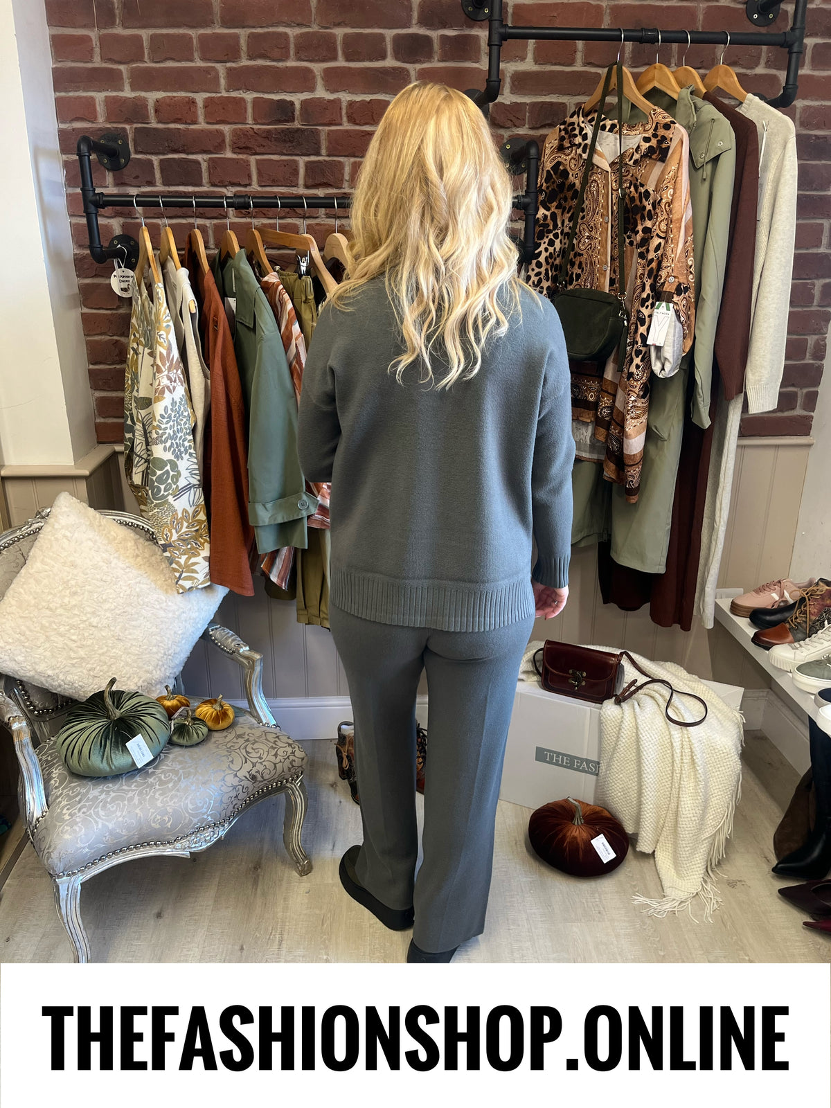 Larna khaki cashmere mix co-ord 8-16