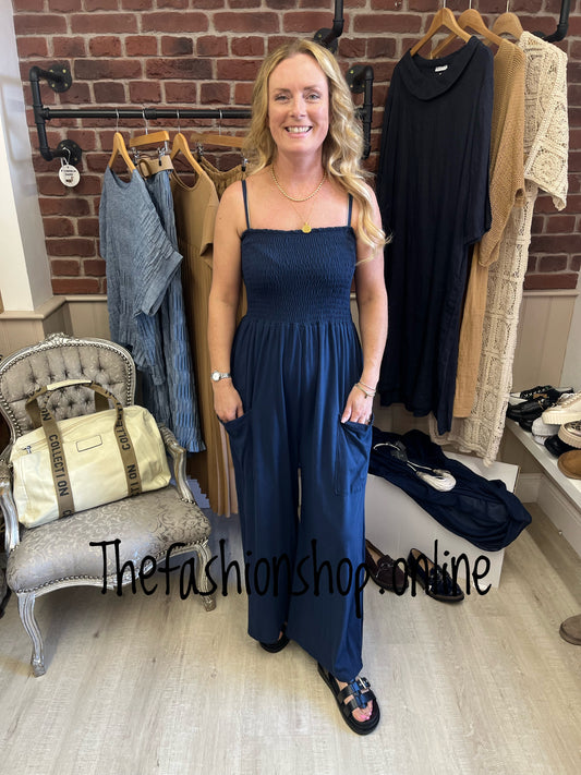 Navy ruched jumpsuit 8-16