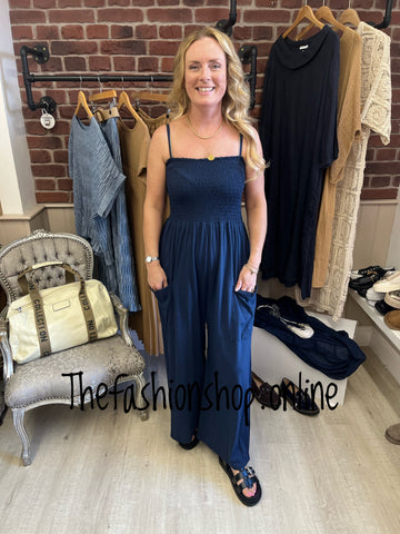Navy ruched jumpsuit 8-16