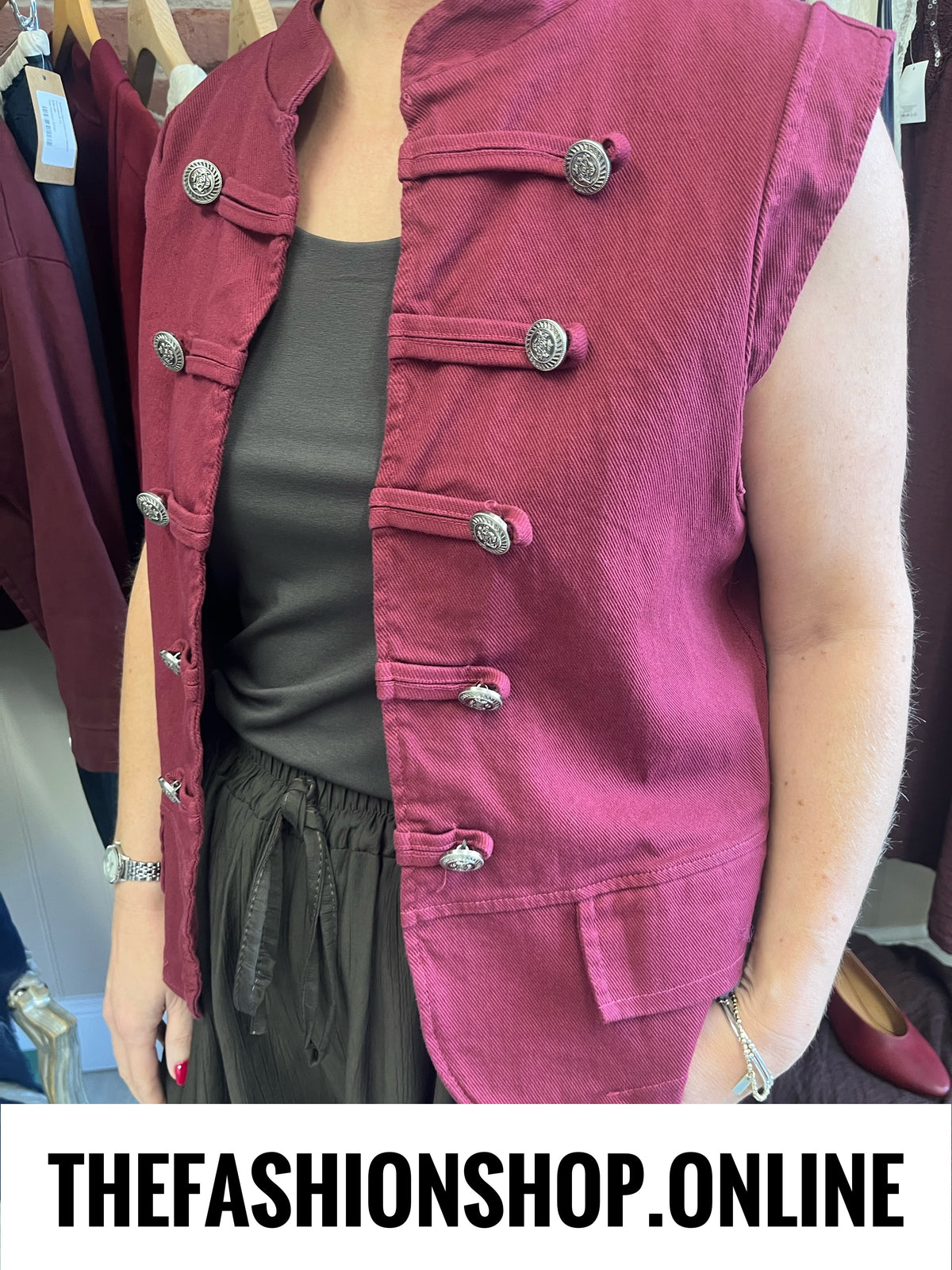 Charlotte wine military waistcoat 8-14