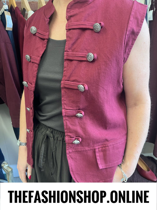 Charlotte wine military waistcoat 8-14