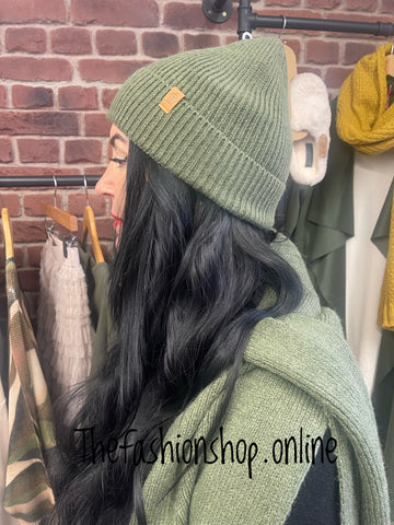 Huddy's Ribbed Scarf and Hat Gift Set - Khaki