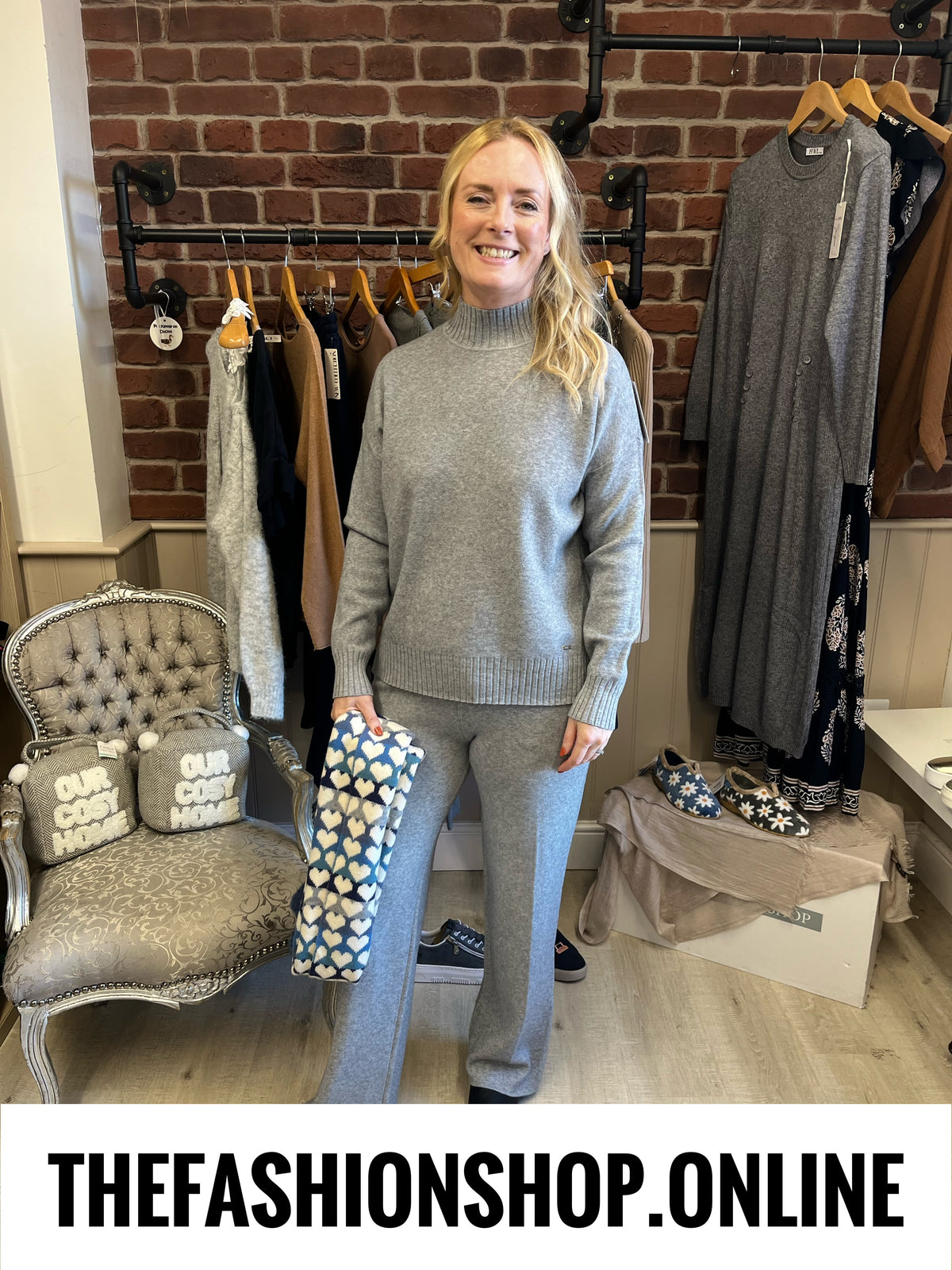 Larna grey cashmere mix co-ord 8-16