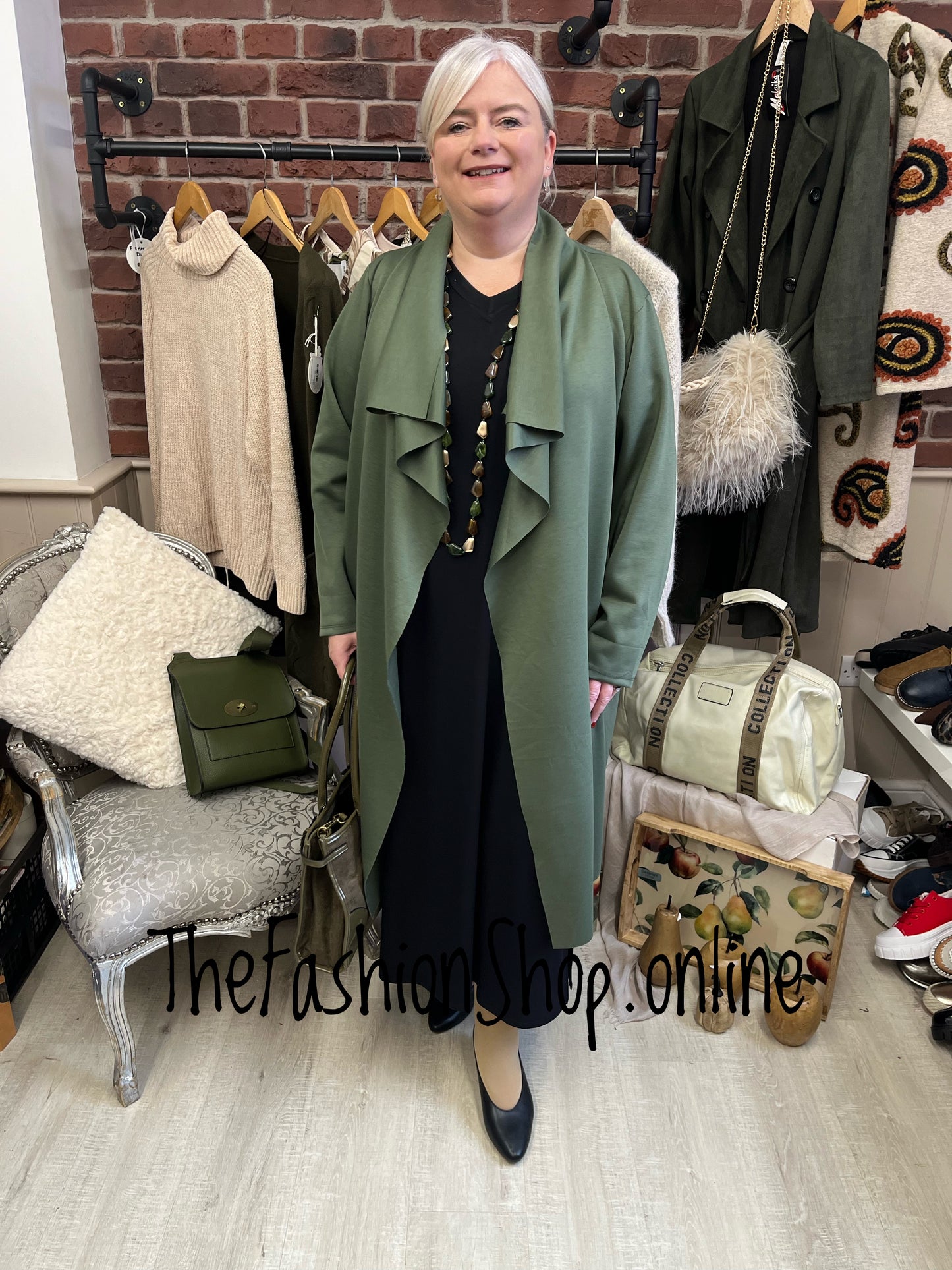Erin khaki waterfall jacket 14-22