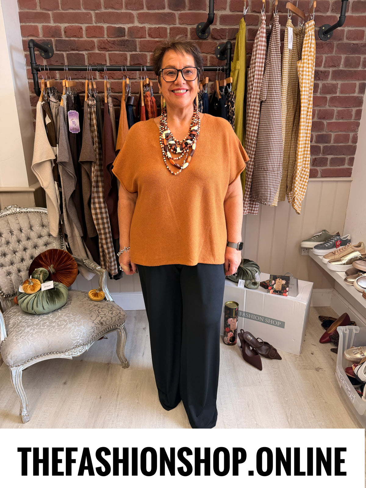 Elsa Rust V neck knitted top 10-20