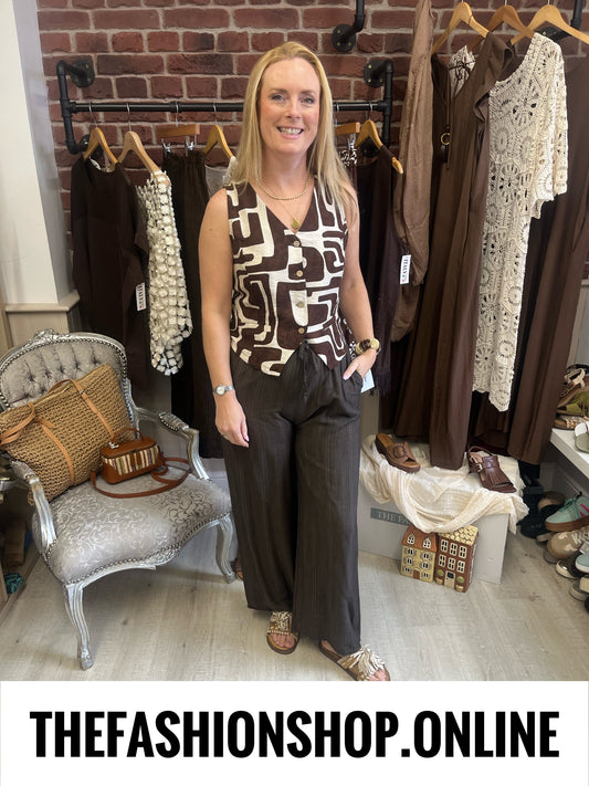 Tasmin brown and beige linen mix waistcoat 8-12