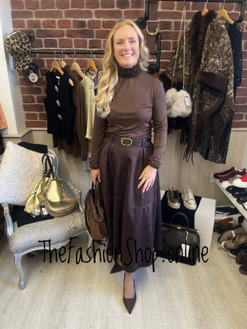 Heidi brown ruffle neck polo 12-16
