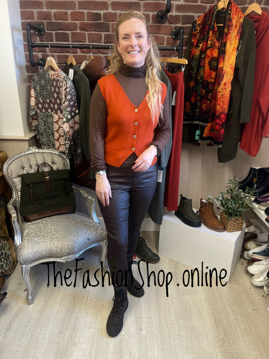 Tanya burnt orange ribbed waistcoat 8-14