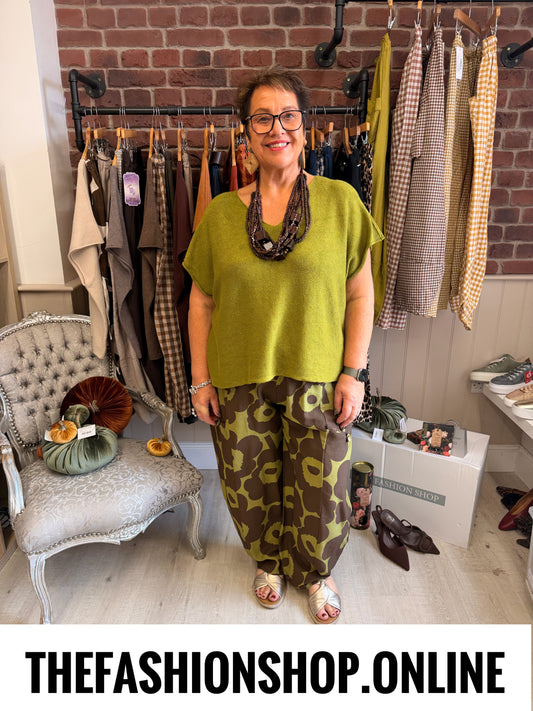 Elsa Moss Green V neck knitted top 10-20