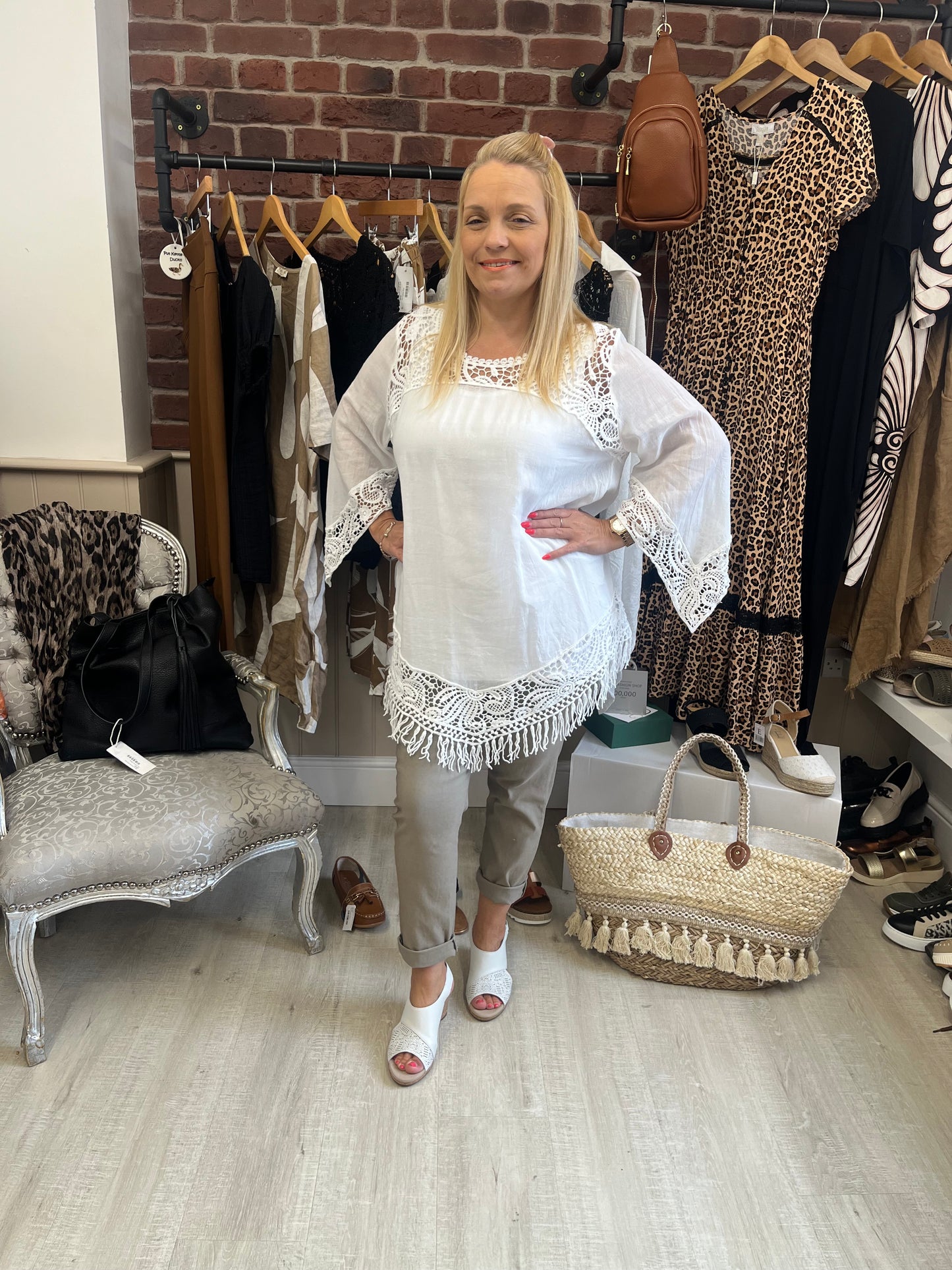 White lace detail tassel top 12-18