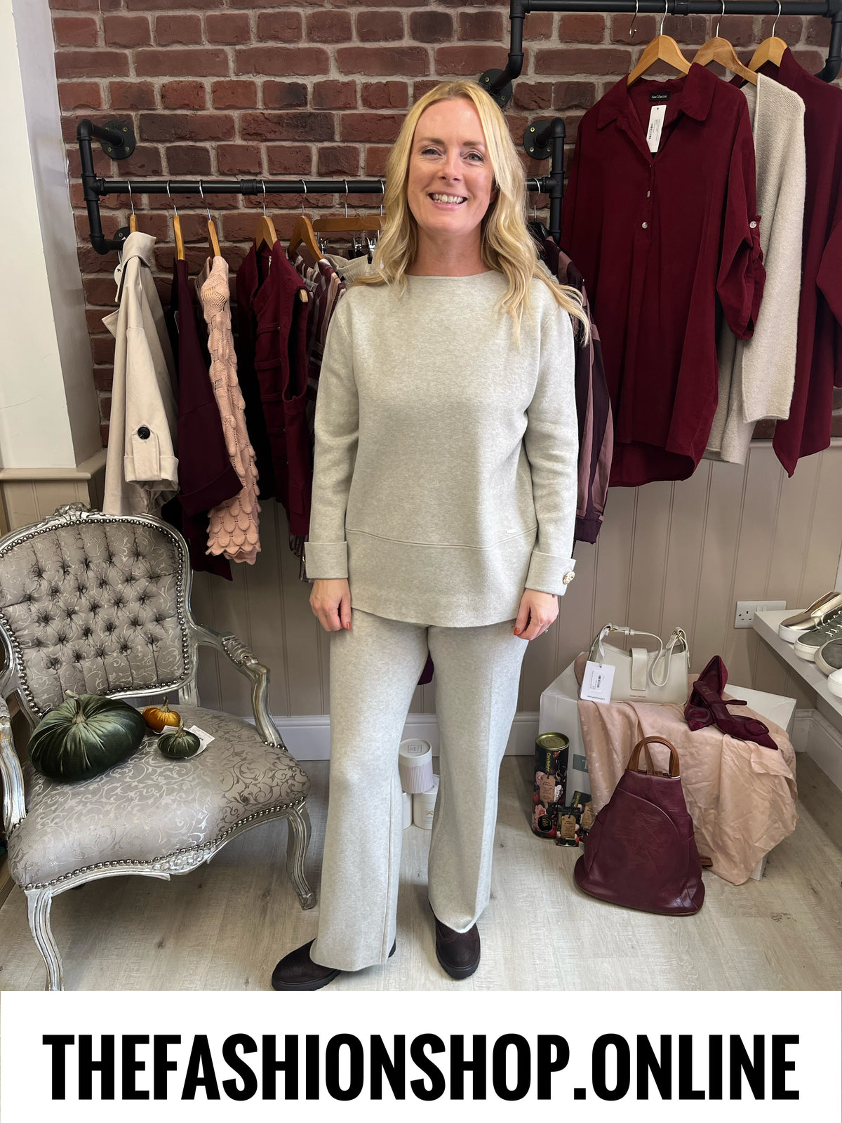 Rachel beige cashmere mix co-ord 10-16