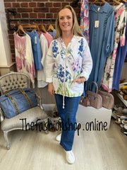 Maisie white floral lightweight cotton jacket 10-16