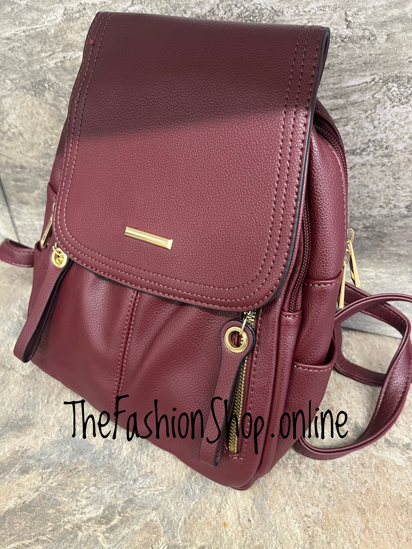 Sammy wine faux leather backpack