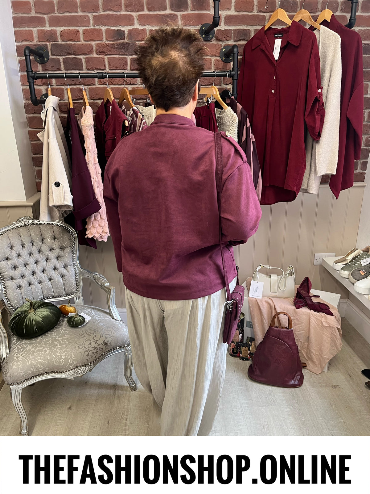 Kimberley wine faux suede military jacket 12-18