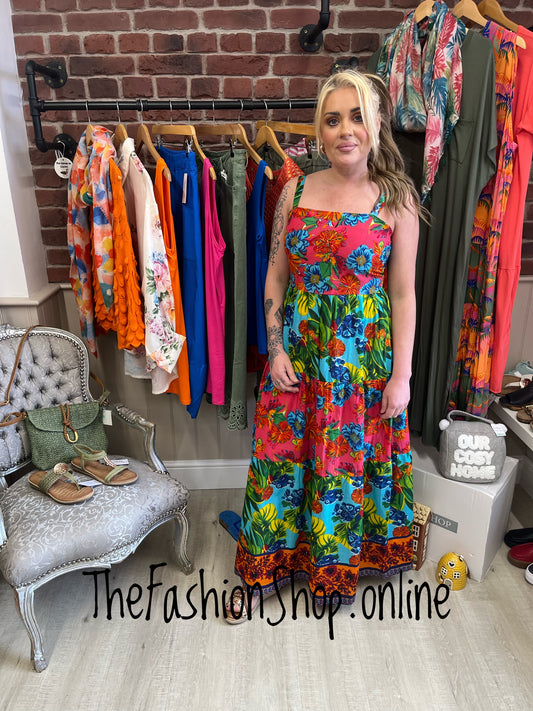 Hattie multicoloured tiered maxi dress sizes 10-16