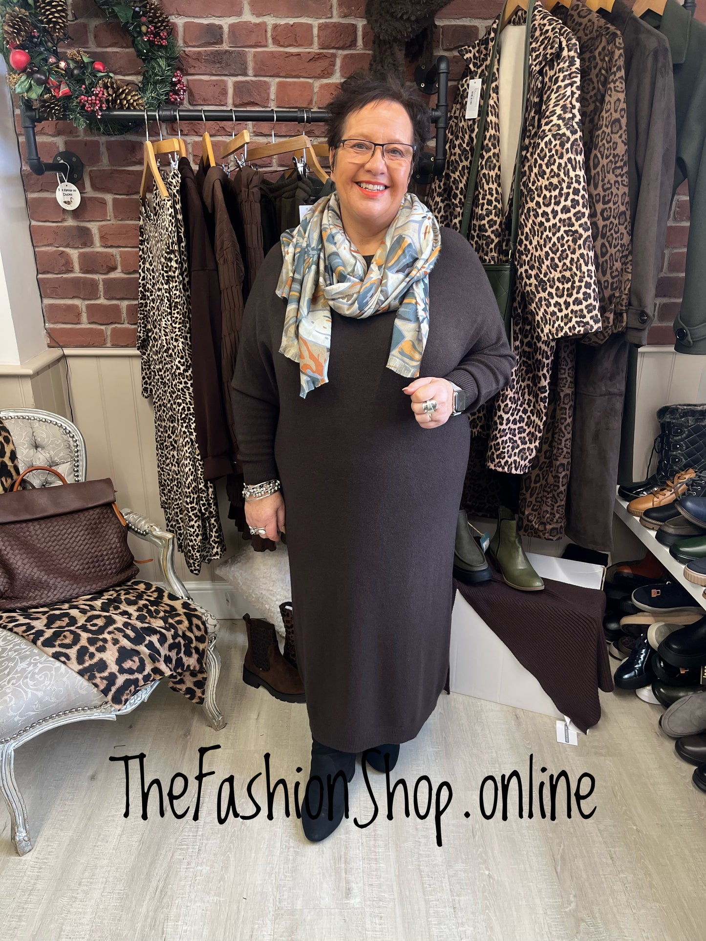 Erika brown knitted dress 14-22