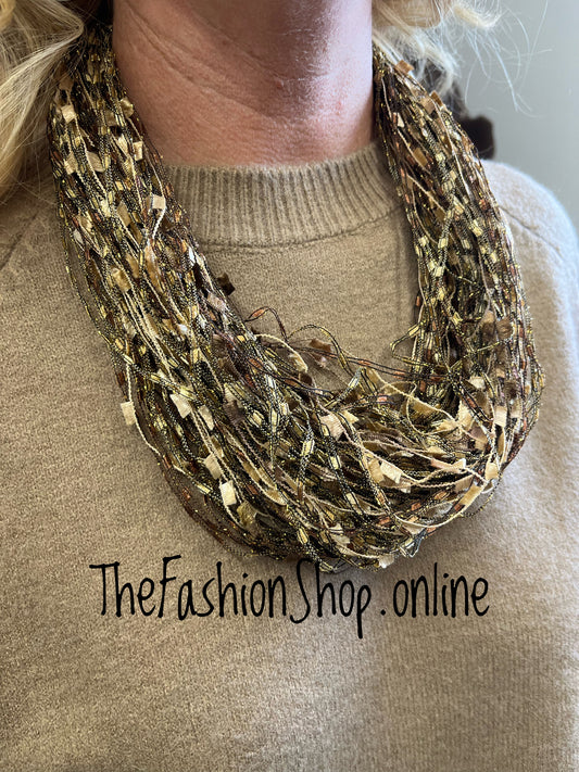 Tomasina brown and gold magnetic scarf